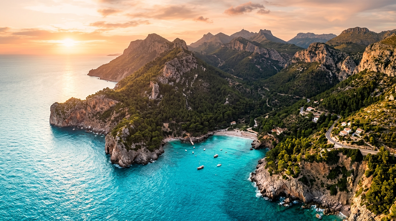 Mallorca's dramatic Serra de Tramuntana coastline with turquoise coves